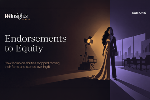An illustration featuring a female silhouette bridging a film studio and corporate boardroom.